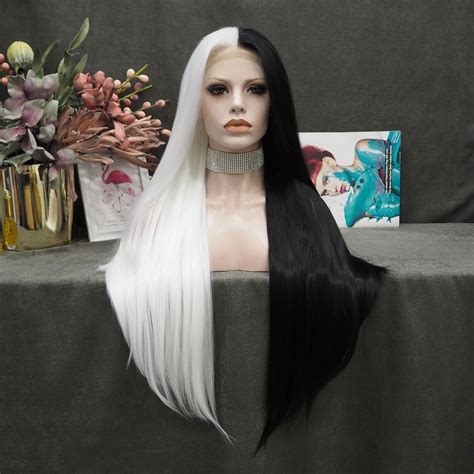 half black white wig